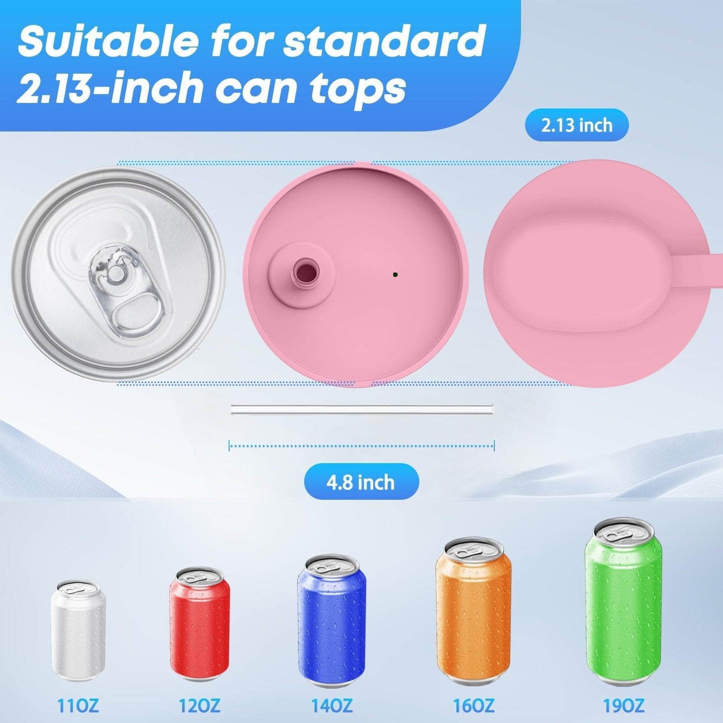 3Pcs BPA-Free Reusable Soda Can Lids, Secure Fit Covers to Keep Drinks Clean & Bug-Free, Optional Straws Included