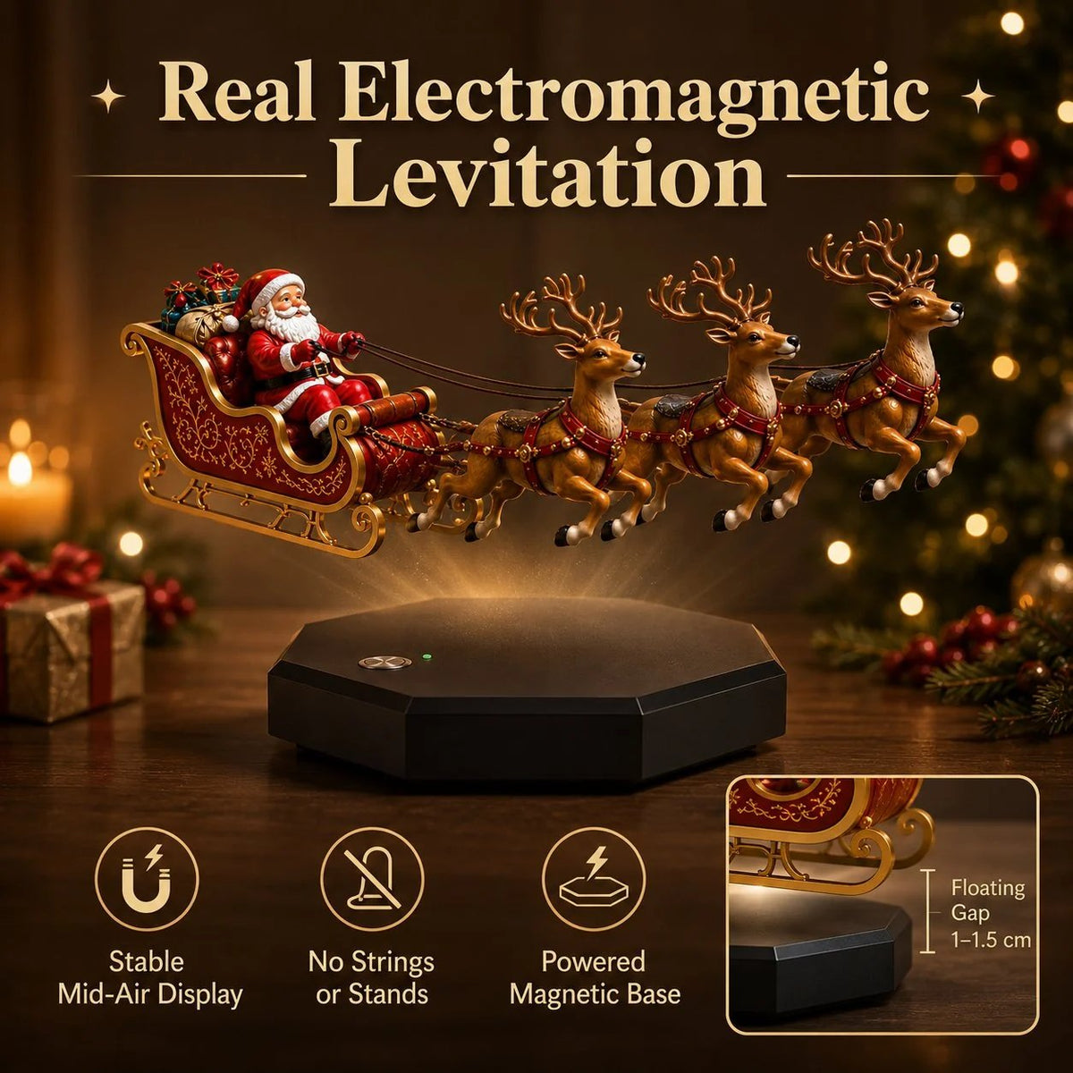 🔥Buy More Save More🔥🎅 Santa’s Flying Sleigh — Magnetic Levitation Christmas Display ✨