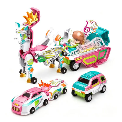2-in-1 Magnetic Transforming Dragon Car Toy – Racing Car Set