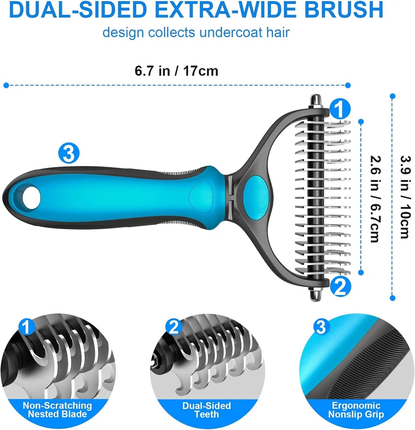🐾 Pet Grooming Brush — Painless Shedding & Detangling Comb