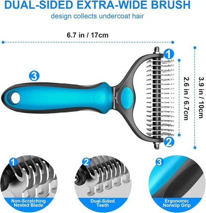 🐾 Pet Grooming Brush — Painless Shedding & Detangling Comb