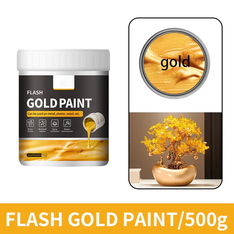 💐Water-Based Flash Gold Paint – Versatile for Canvas, Wood & Ceramic 🎨🖌️