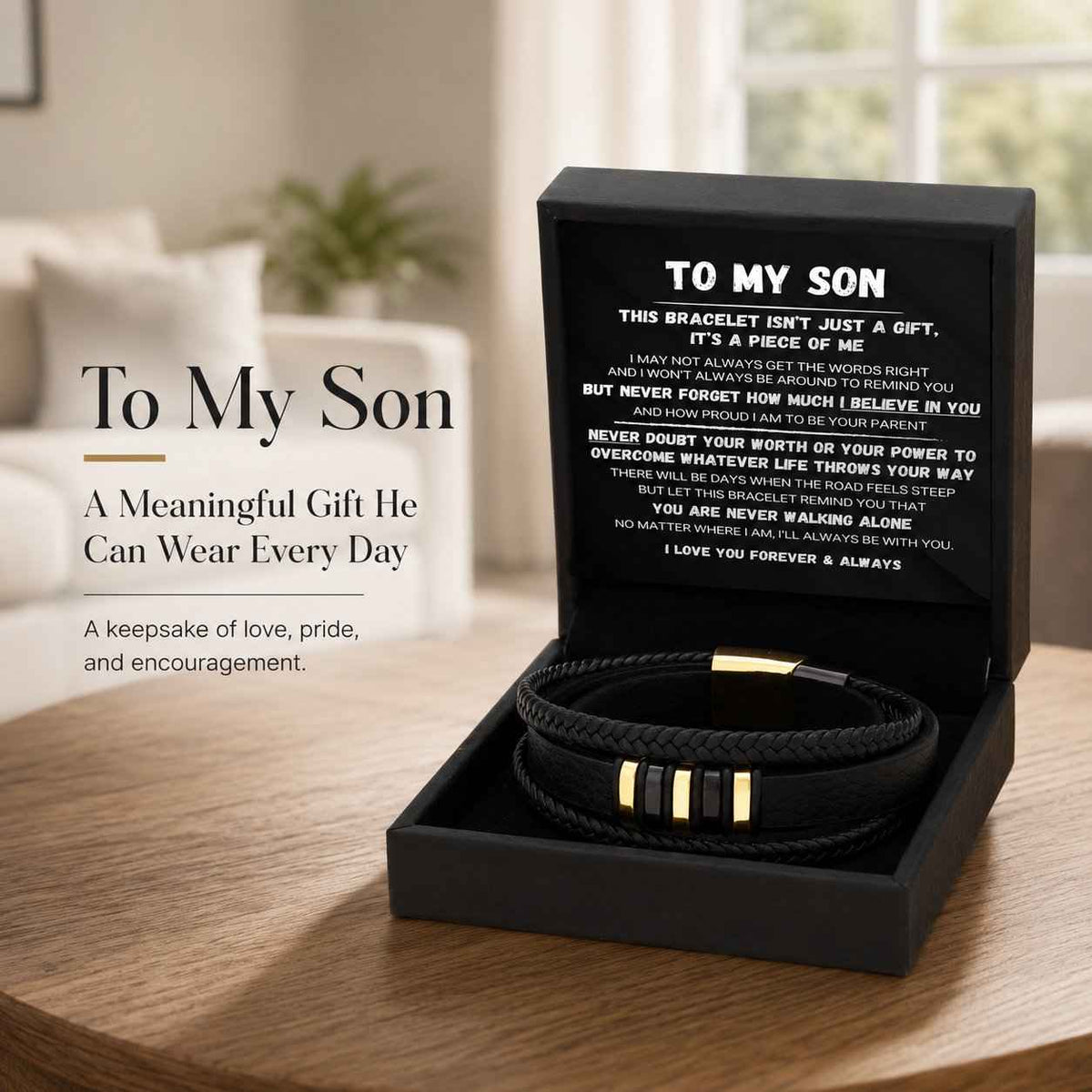 ✨Last Day 49 % OFF🖤To My Son — Handmade Never Walk Alone Braided Bracelet