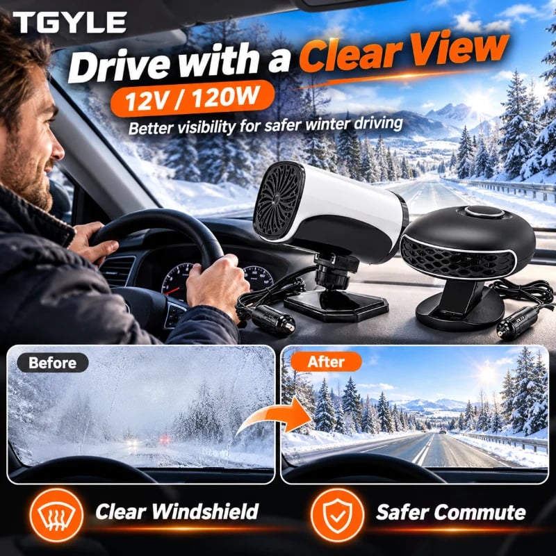 🔥HOT SALE🔥Portable Car Heater Defroster with 360-Degree Rotating Base