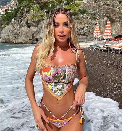 🔥Summer Hot Sale🌺👙 Boho Floral Bikini Set – Bold, Bright & Beach-Ready