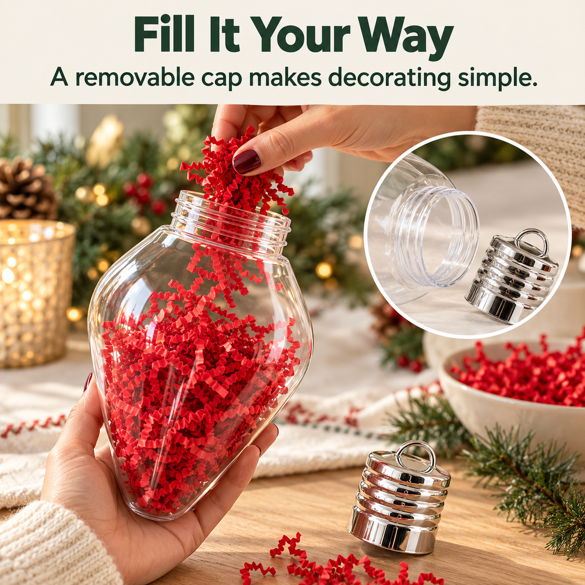 💡 DIY Christmas Bulb Gift Jar – Clear Fillable Ornament for Personalized Holiday Gifts