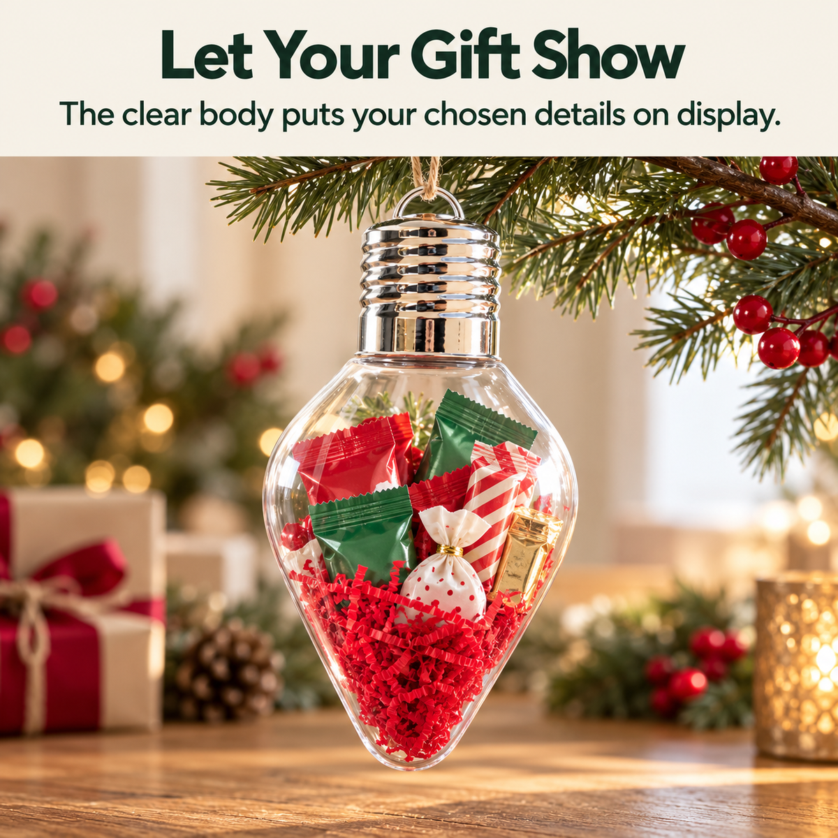 💡 DIY Christmas Bulb Gift Jar – Clear Fillable Ornament for Personalized Holiday Gifts
