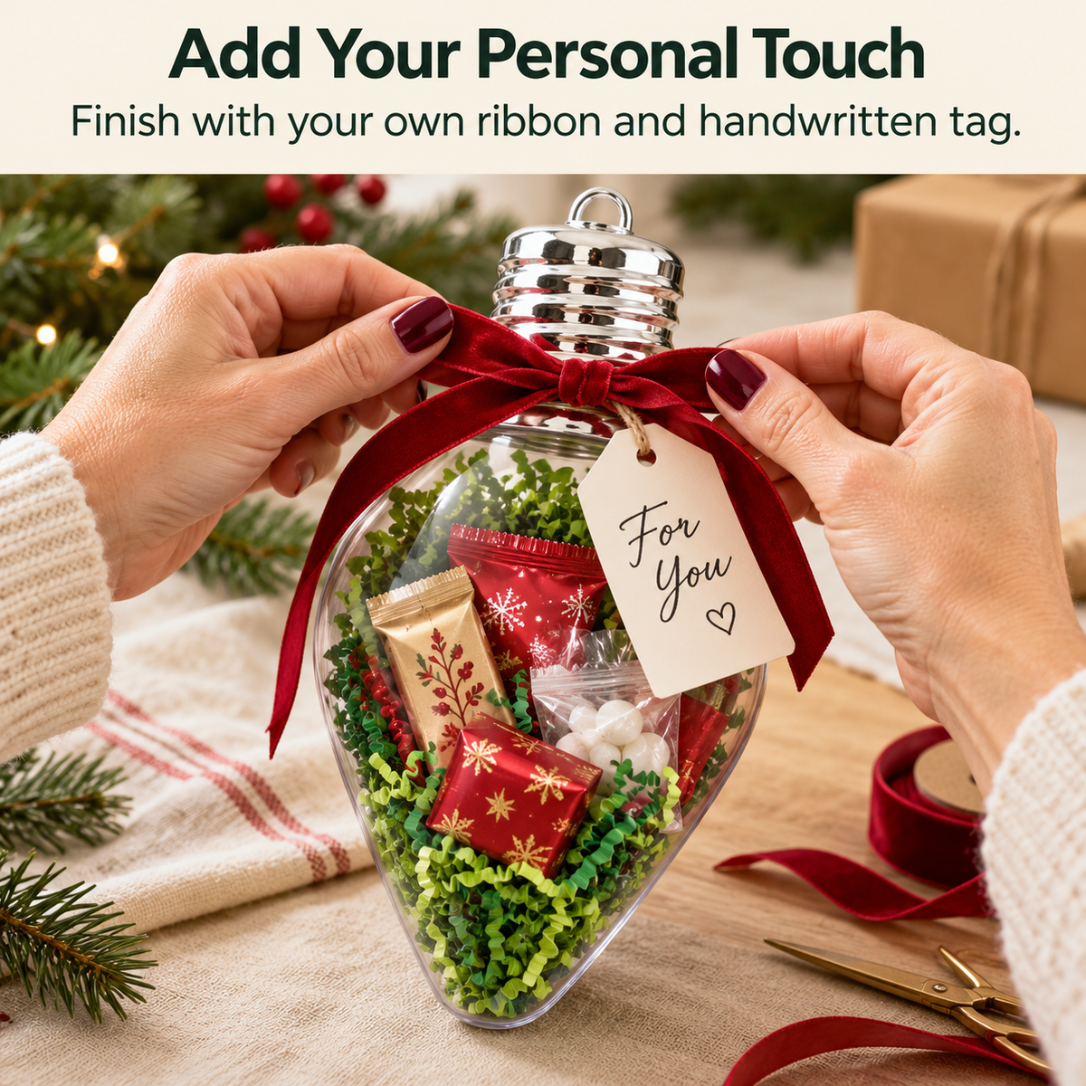 💡 DIY Christmas Bulb Gift Jar – Clear Fillable Ornament for Personalized Holiday Gifts