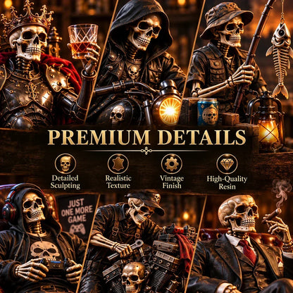 💀🔥 Bad to the Bone – 6 Dark Humor Skeleton Collectibles for Men, Man Cave Decor & Unique Gifts 🎁