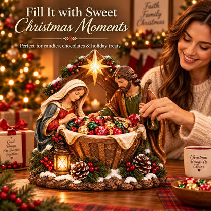✝️ Nativity Christmas Treat Bowl Centerpiece | Bethlehem Star & Warm Glow