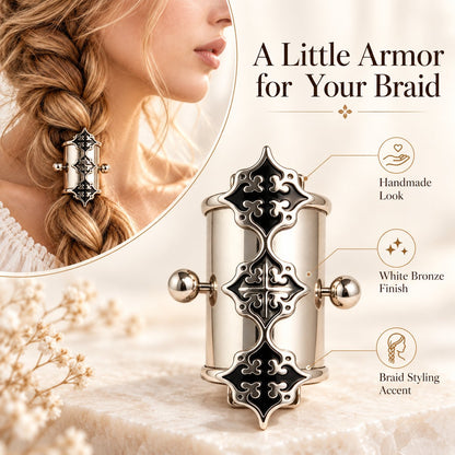 Handmade White Bronze Braid Cuffs — A Little Armor for Your Hair