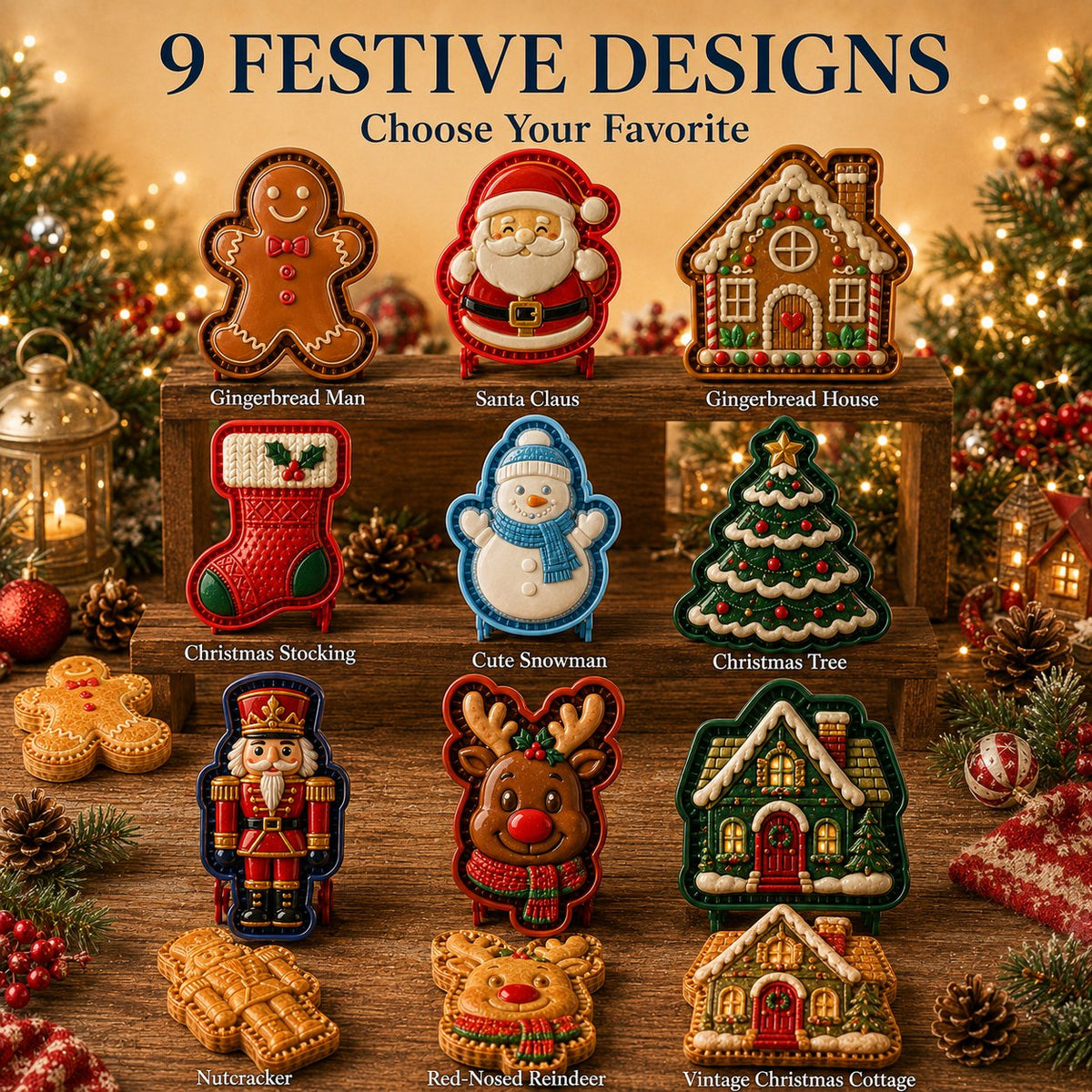 🎄 16-Design Christmas Mini Pie Mold Collection | Reusable Embossed Molds for Shaping Detailed Santa, Snowman, Reindeer, Tree & Holiday Pies 🥧✨
