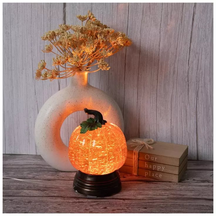 🔥Last Day 49% OFF -🔥🎃Glitter Lighted Pumpkin Snow Globe