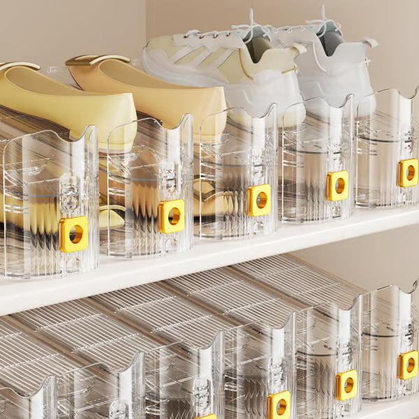 🔥 Adjustable Double-Layer Clear Shoe Slots Organizer