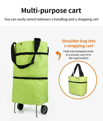 🔥 50% OFF|🛍️✨  3-in-1 Expandable Rolling Shopping Tote – 🛞Hidden Wheels & 44LB Capacity