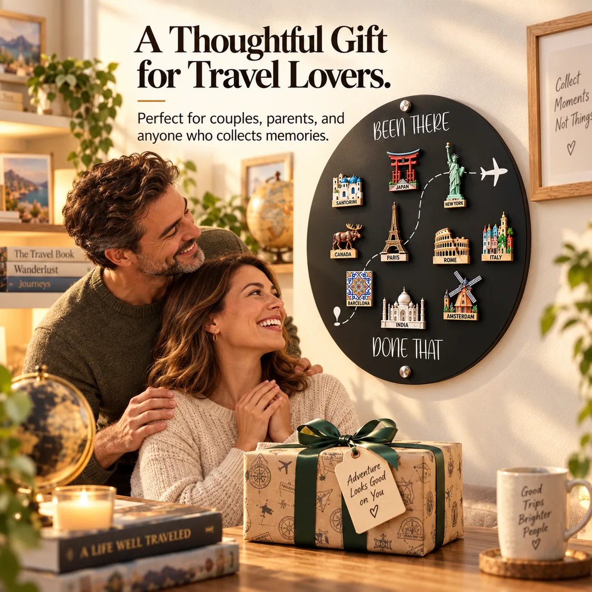 🌍✈️ Been There, Done That Travel Magnet Display Board – Round Souvenir Magnet Wall Organizer, Personalized Travel Memory Decor & Unique Gifts for Travelers 🎁（副本）