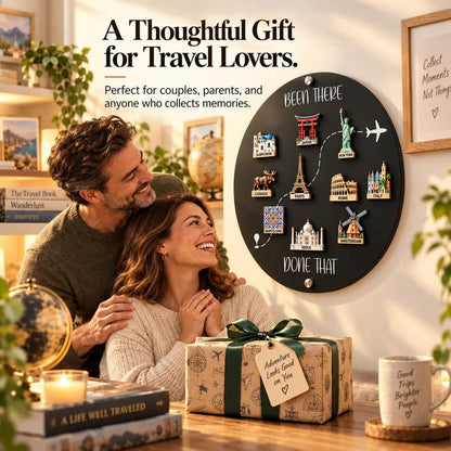 🌍✈️ Been There, Done That Travel Magnet Display Board – Round Souvenir Magnet Wall Organizer, Personalized Travel Memory Decor & Unique Gifts for Travelers 🎁（副本）