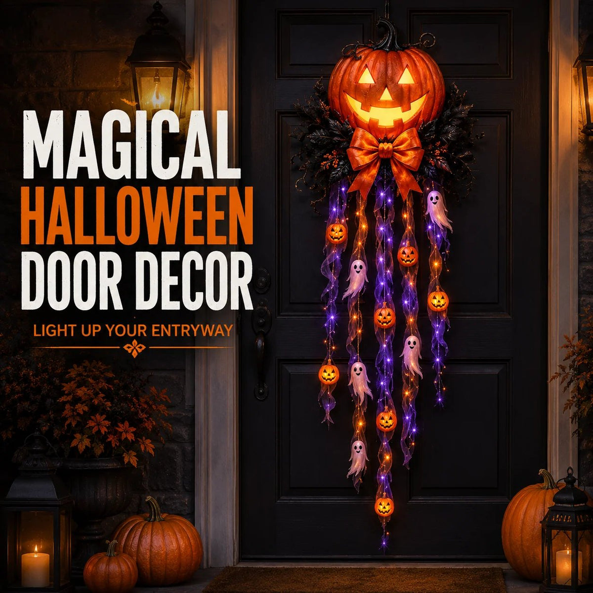 🎃 49% Off – Limited-Time Halloween Offer 👻 Glowing Pumpkins and Ghosts as Door Decorations