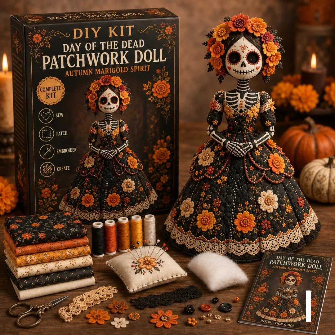 🖤 DIY Day of the Dead Patchwork Doll Kit