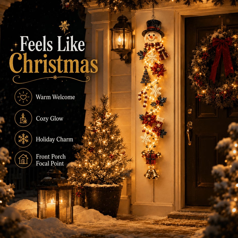 ⏳Last day: 49% off – 🎄 MerryCascade Light-Up Christmas Door Hanger | 6 festive light designs, warm glow, 3D details & space-saving vertical decoration ✨