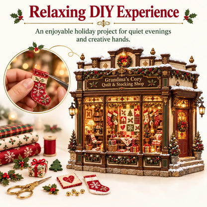 🧵 Grandma’s Cozy Quilt Shop DIY Kit 🎄 | Light-Up Christmas Miniature | Build Your Own Holiday Tradition