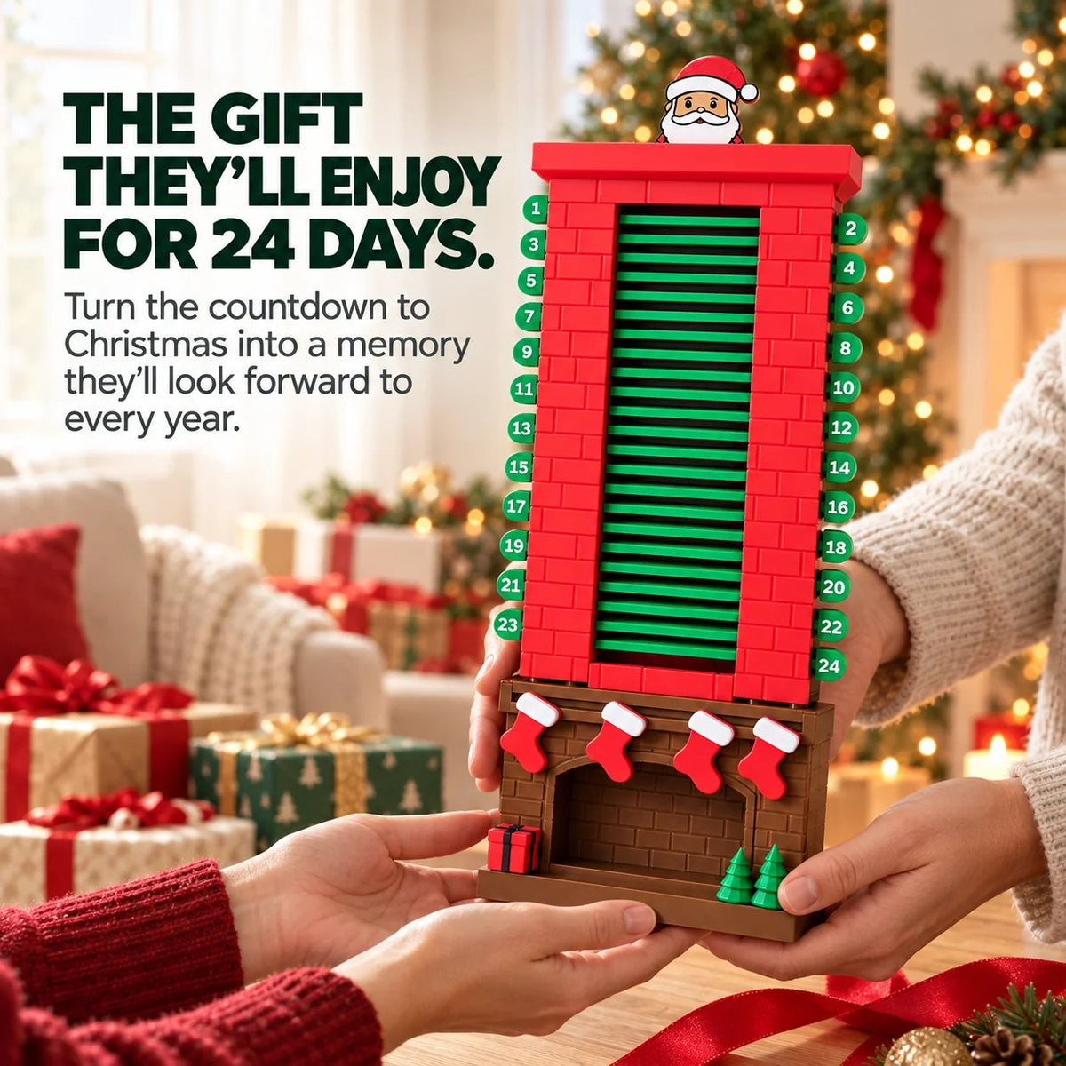 🎅 24-Day Santa Chimney Christmas Countdown Calendar – Interactive Reusable Holiday Decor