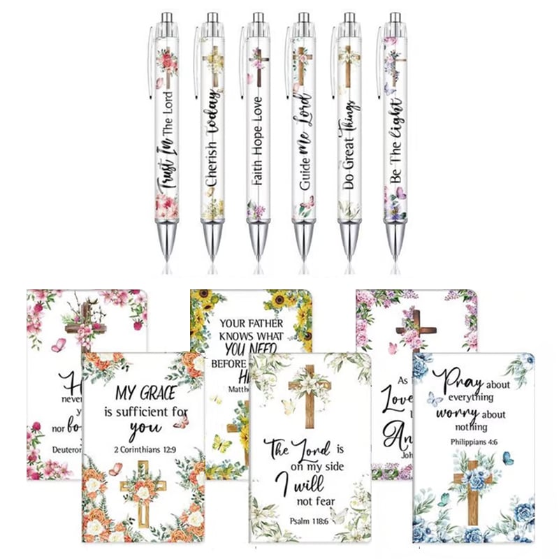 ✝️Christian Gifts Set: Motivational Pens & Bible Verse Notebooks – Inspire Your Faith Journey🌸