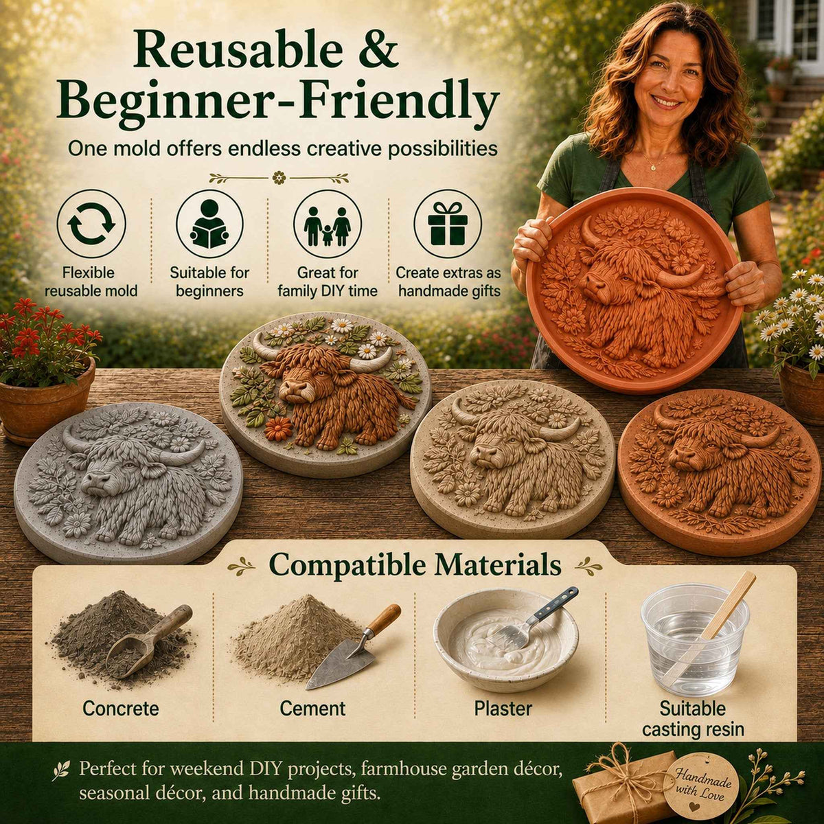 💥 LAST DAY 49% OFF - Reusable Animal-Themed Garden Art Mold – Bring Nature to Life in Your Garden