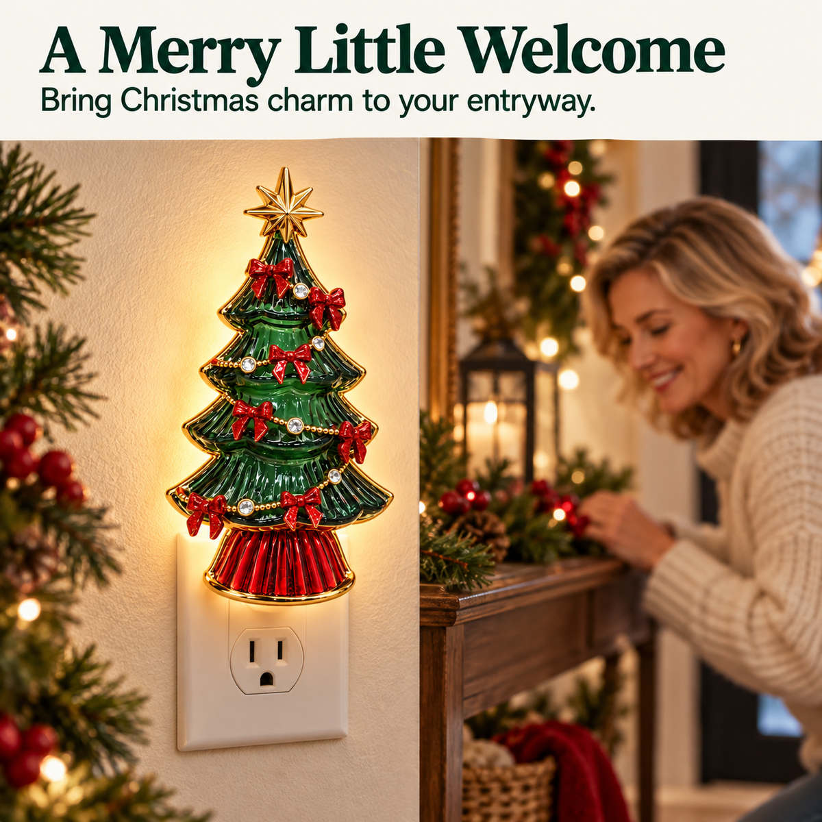 🎄 Christmas Plug-In Night Light – 4 Charming Holiday Designs ✨