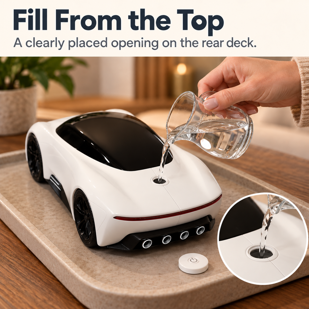 🏁 Sports Car Mist Diffuser – Four Rear Mist Outlets & Red Accent Light
