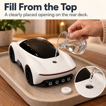 🏁 Sports Car Mist Diffuser – Four Rear Mist Outlets & Red Accent Light