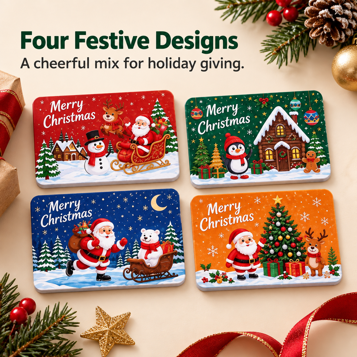 🎄 80-Piece DIY Christmas Scratch-Off Card Set – Write-Your-Own Holiday Surprises