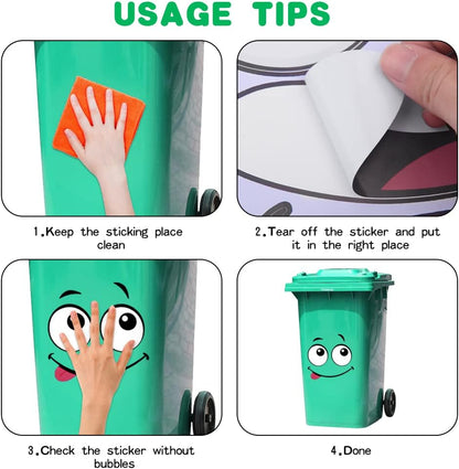 🌱 Eco-Friendly Trash Can Face Sticker Set