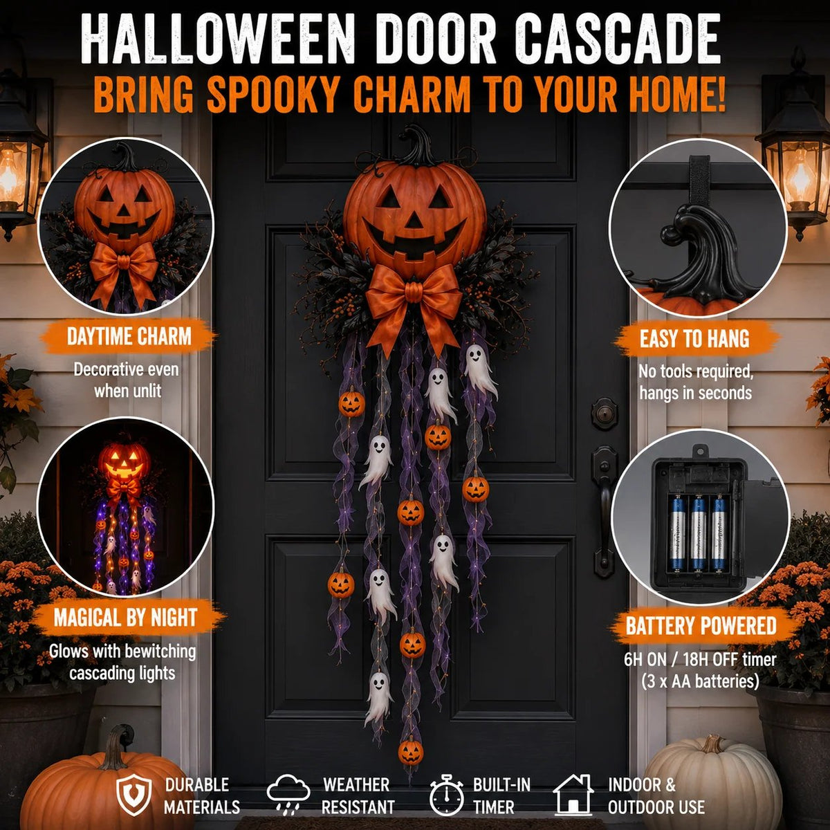 🎃 49% Off – Limited-Time Halloween Offer 👻 Glowing Pumpkins and Ghosts as Door Decorations