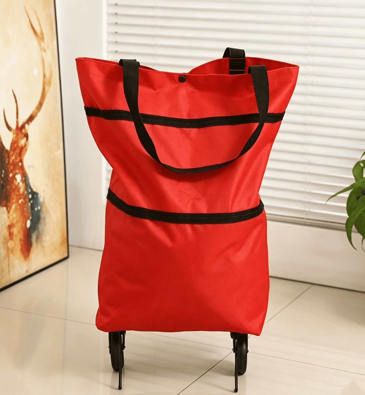 🌱✨ Limited Time 46% OFF✨ Collapsible Rolling Shopping Bag, Portable Foldable Wheeled Grocery Tote Bag Reusable Handbag For Supermarket Market Travel