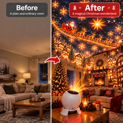 🎁 Christmas Projector Night Light - 360° Adjustable HD Holiday Pattern Ceiling Light 🎅 Indoor Xmas Decoration Lamp for Kids Bedroom, Party & Holiday Gift