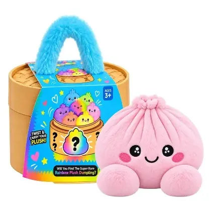 Cute Plush Stuffed Dumpling Squishies with Bamboo-Style Steamer Basket