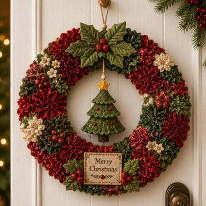 🎄DIY Christmas Wreath Craft Kit with 3D Texture | Relaxing & Festive Door Decor