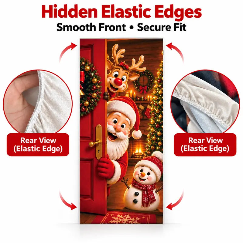 🎄🎅Santa Christmas Door Cover with Elastic Edges | Reusable Holiday Decor