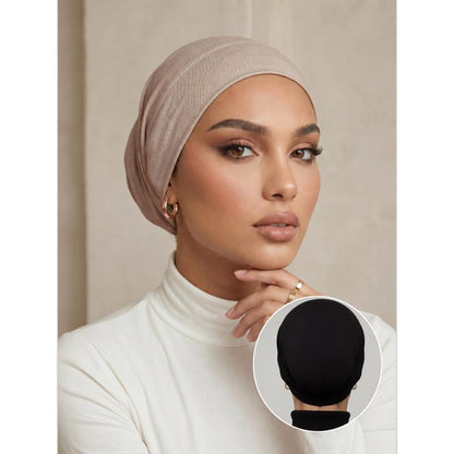 🔥3 Pack Women Solid Jersey Hijab Flat Top Cap