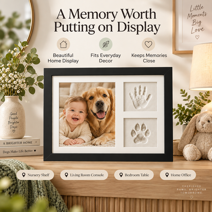 🤍 Tiny Prints Baby & Pet Keepsake Frame – Photo, Handprint & Paw Print Kit