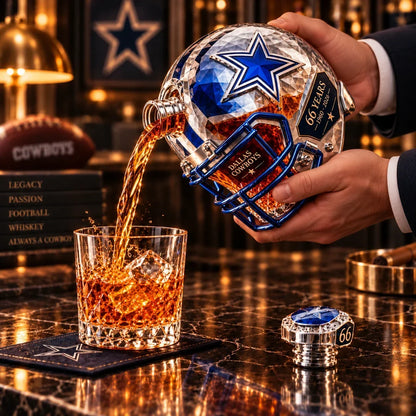 🏈💙DALLAS Football 66th Anniversary Helmet Decanter – 1960–2026 Silver & Blue Star Commemorative Bottle