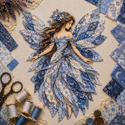 💯🧚‍♀️🌸 Premium Fairy Patchwork DIY Kit | High-Quality Layered Fabric with Floral Wings DIY Handmade Fantasy Wall Decor ✨15*12cm