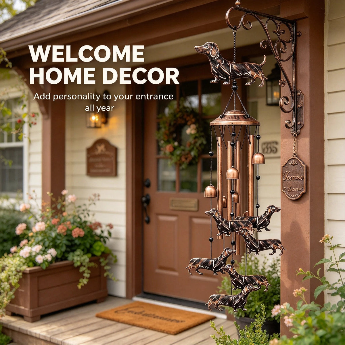 🐶 Dachshund Metal Wind Chime, Outdoor Garden Decor