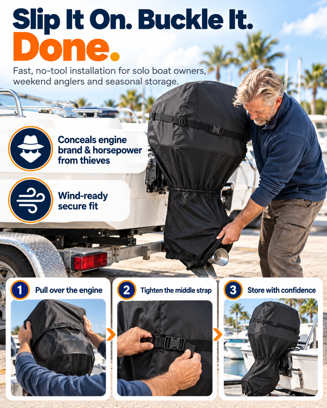 🎃Halloween Deal 50% OFF!🚤420D Full Outboard Engine Cover – Weather-Resistant Protection for Storage