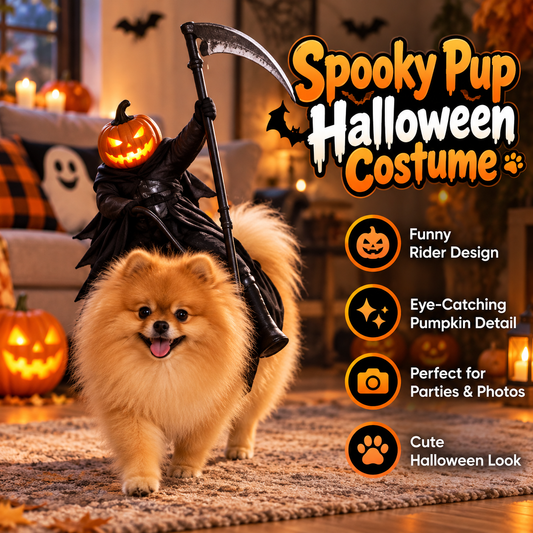🎃 Funny Pumpkin Reaper Halloween Dog Costume