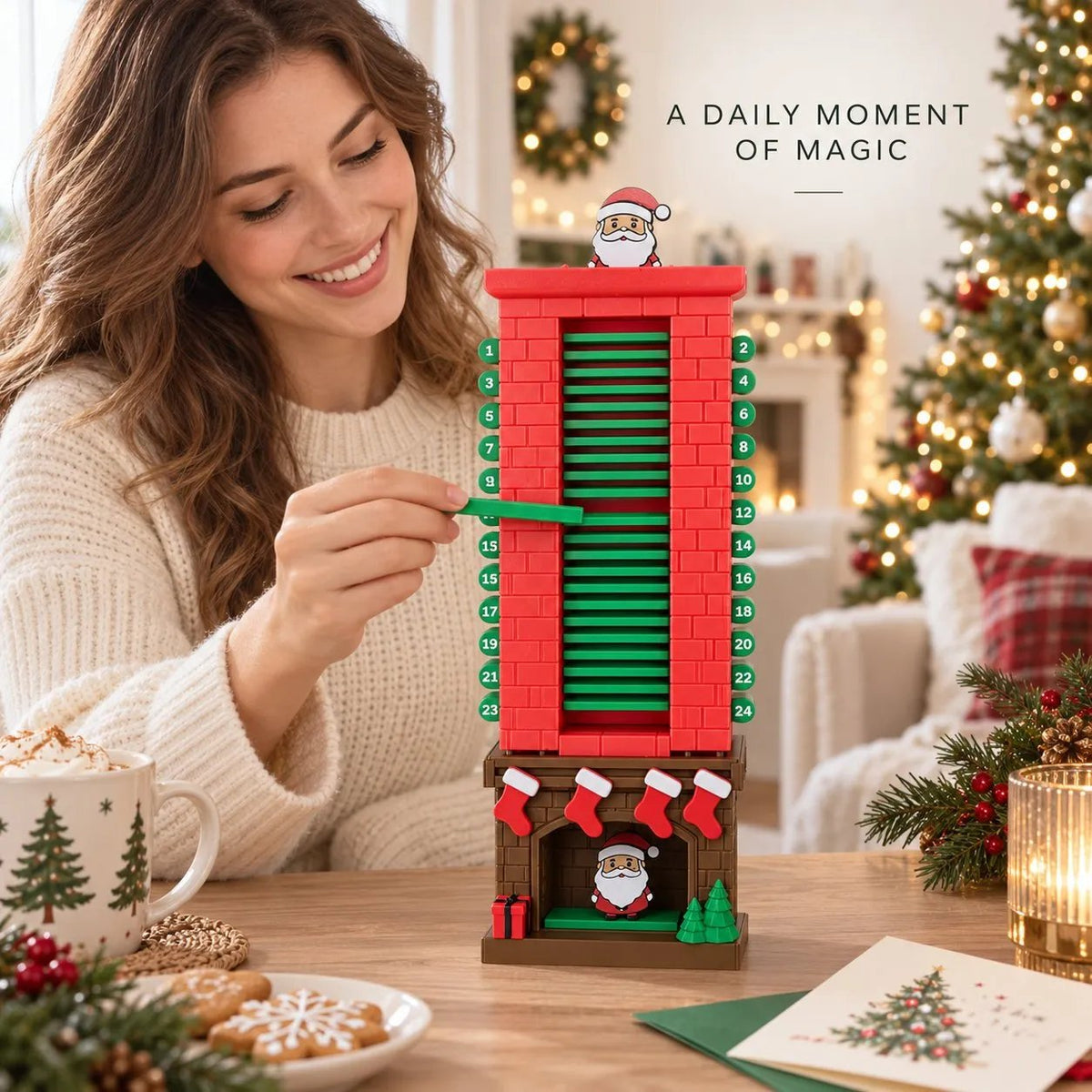 🎅 24-Day Santa Chimney Christmas Countdown Calendar – Interactive Reusable Holiday Decor
