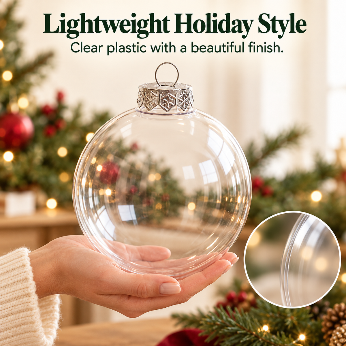 🎄 DIY Clear Fillable Ball Ornaments – 7.9″ Personalized Holiday Gifts & Décor