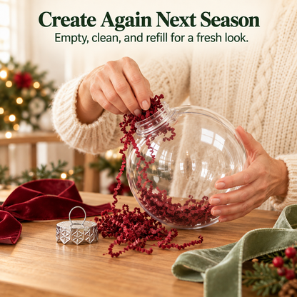 🎄 DIY Clear Fillable Ball Ornaments – 7.9″ Personalized Holiday Gifts & Décor