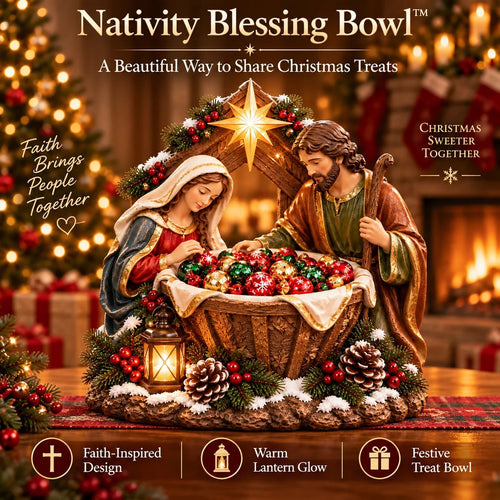 ✝️ Nativity Christmas Treat Bowl Centerpiece | Bethlehem Star & Warm Glow